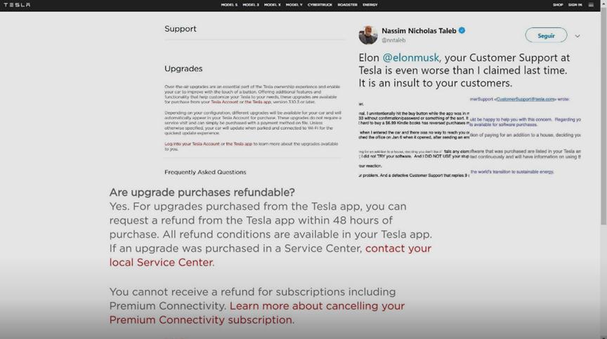 ​特斯拉以新的退款政策解决纳西姆·塔勒布的投诉