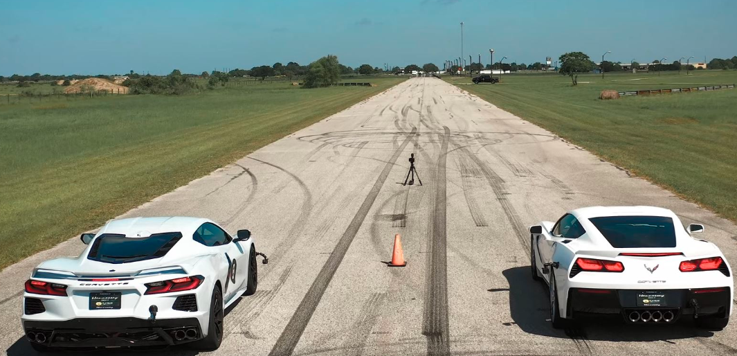 C8 Corvette在Hennessey Drag Race中挑战C7 Corvette